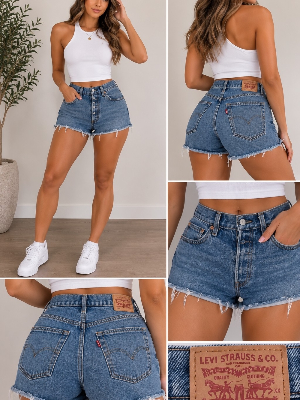 Levi's Women's Medium Blue High-Rise Cutoff Denim Shorts